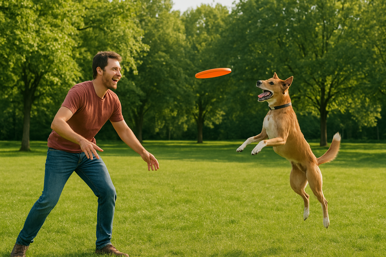 kutyus és gazdi frizbiznek